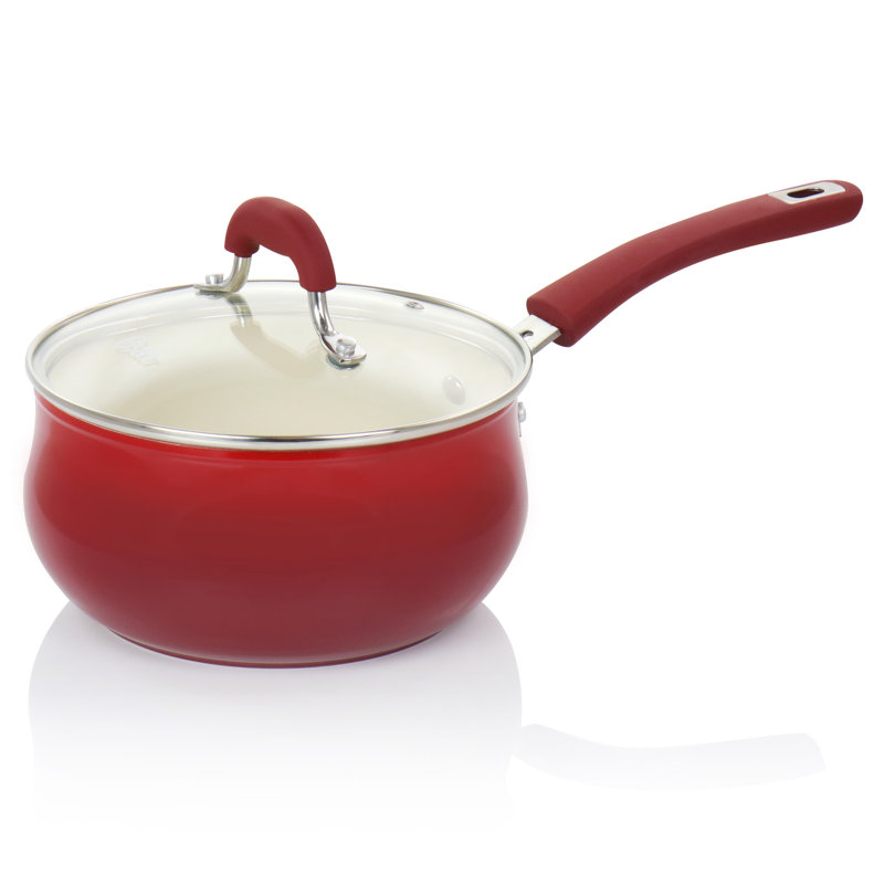 Red Aluminum Non-Stick 8-Piece Cookware Set with Enamel