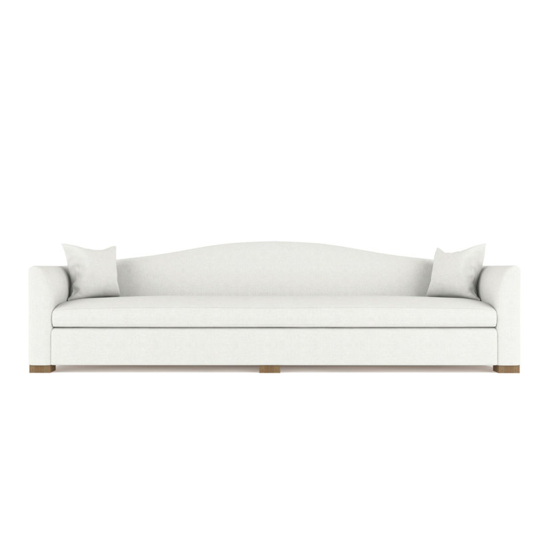Canapé extra long Horatio Camelback Taper, H 33 po x l 120 po x P 36 po, Patiné, Cuir rétro blanc