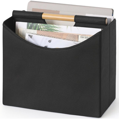 Porte-revues, porte-revues pliable avec poignée pour porte-revues, rangement pour revues à journaux, classeur à bacs à livres pour le bureau personnel (noir)
