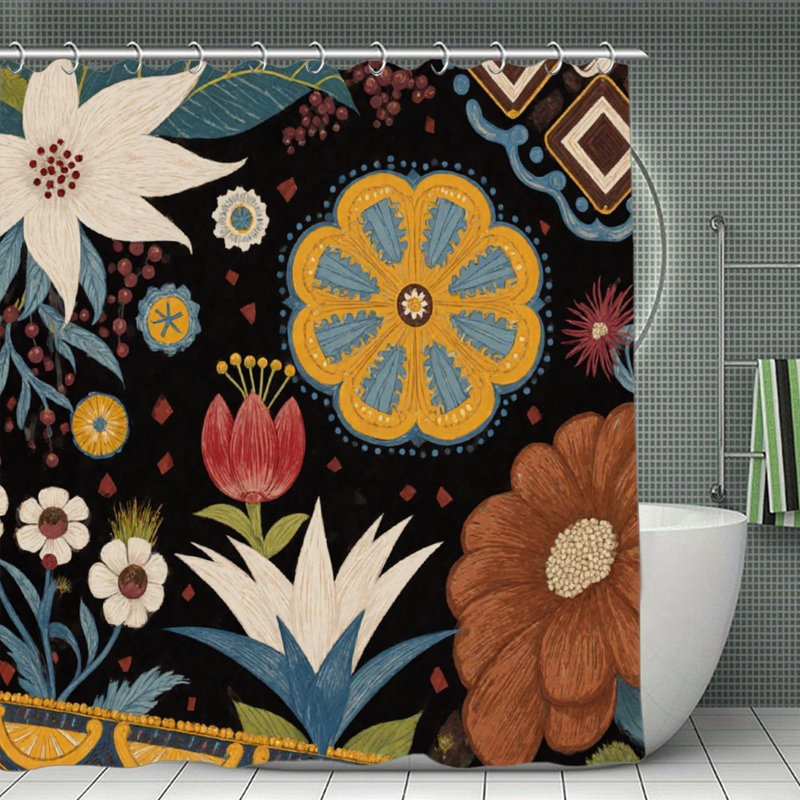 Bold Multicolor Floral Shower Curtains, 71 X 71, Bold Multicolor Floral