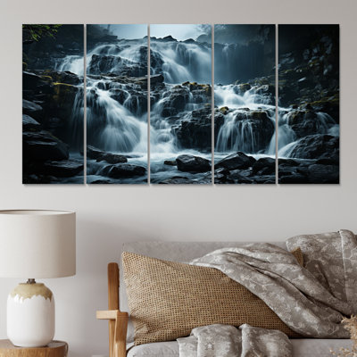 Cascade éternelle IV - impression sur toile de paysages - 5 panneaux égaux