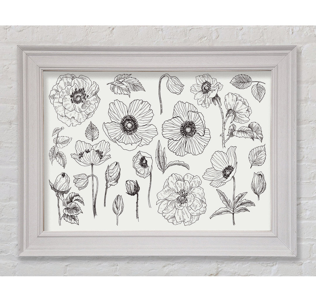 Handgezeichnete Blumen Illustration Gerahmter Druck