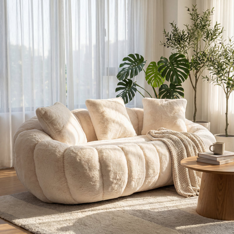 Causeuse rembourrée Keck Boneless, Beige