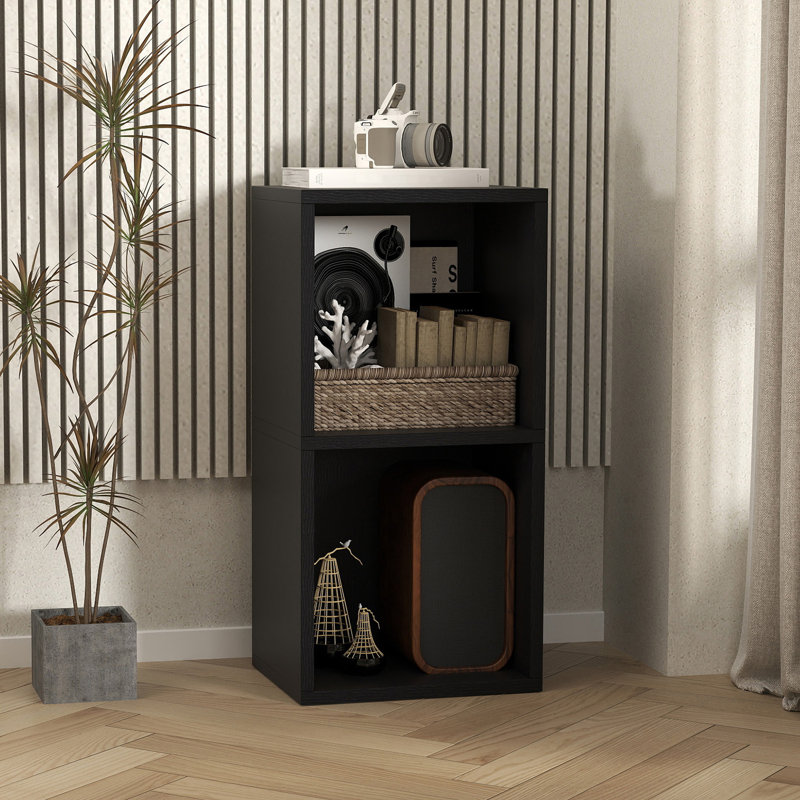 Bibliothèque étroite Narielle, Noir, (2 tablettes) H 24 po x l 11,8 po x P 9,3 po