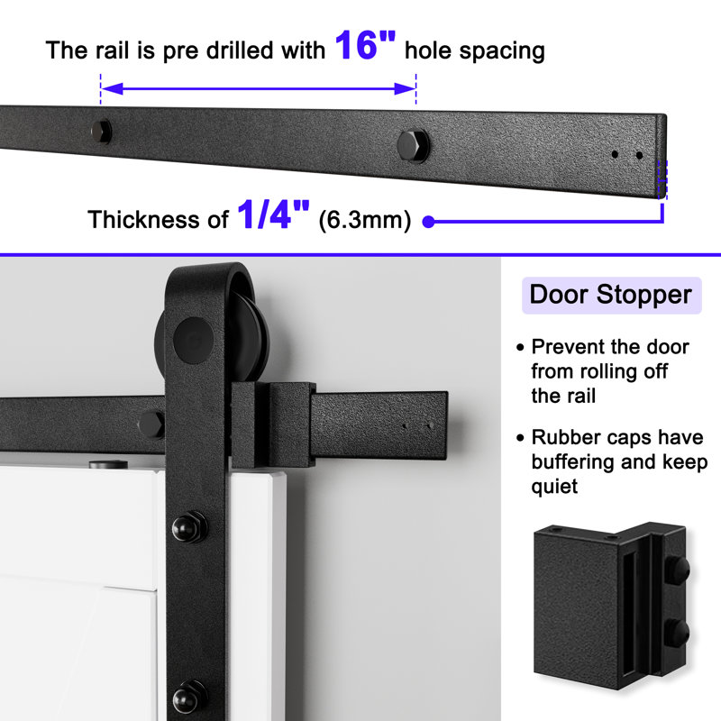 Double-K Solid Manufactured Wood Sliding Barn Door With Installation Hardware Kit, 36" x 84"
