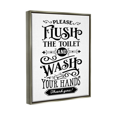 " Flush & Wash Hands Vintage Style Text Typography " by Lettered And Lined