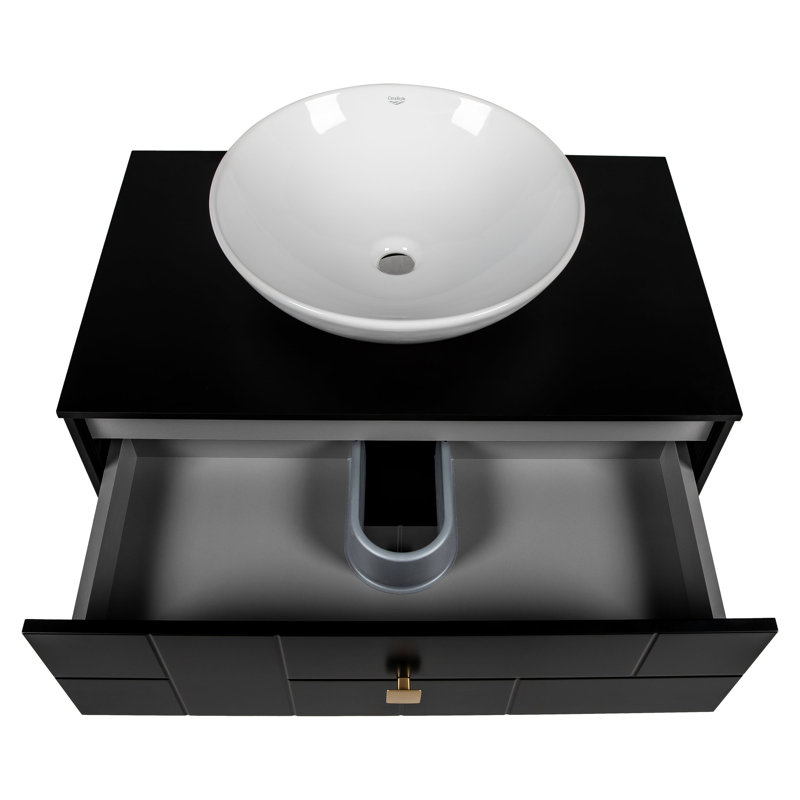 Meuble-lavabo autoportant avec lavabo Spruha-F_Modern, Noir mat