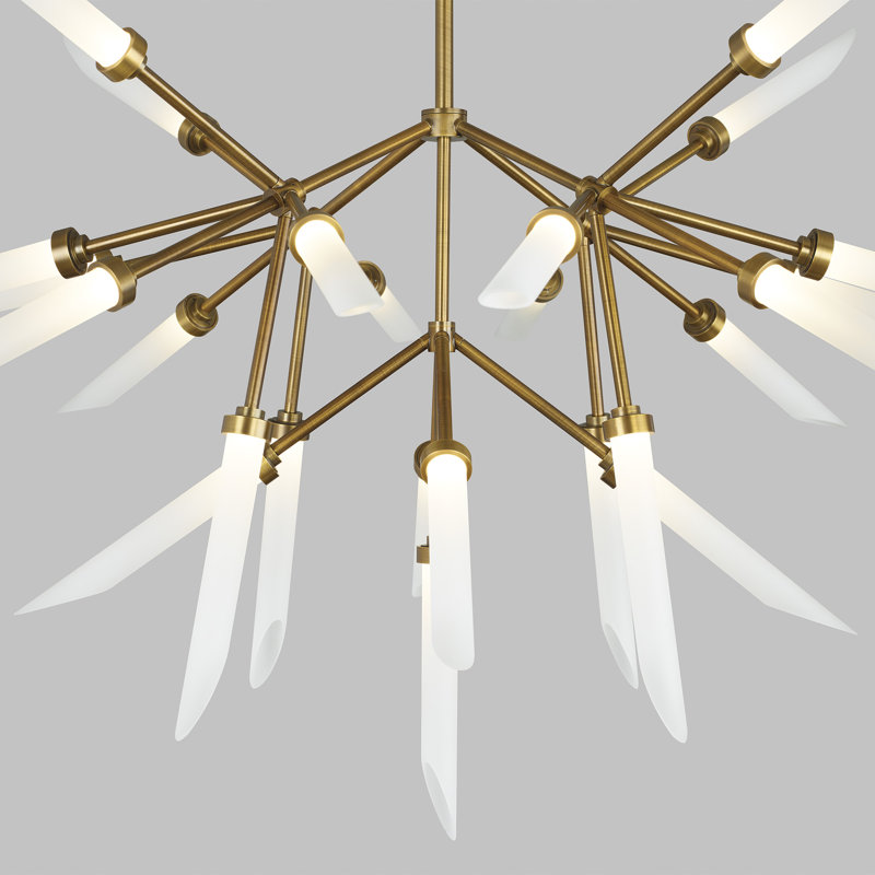 Spur LED Chandelier, Aged Brass, 26"H x 37.4"W x 37.4"D, 2