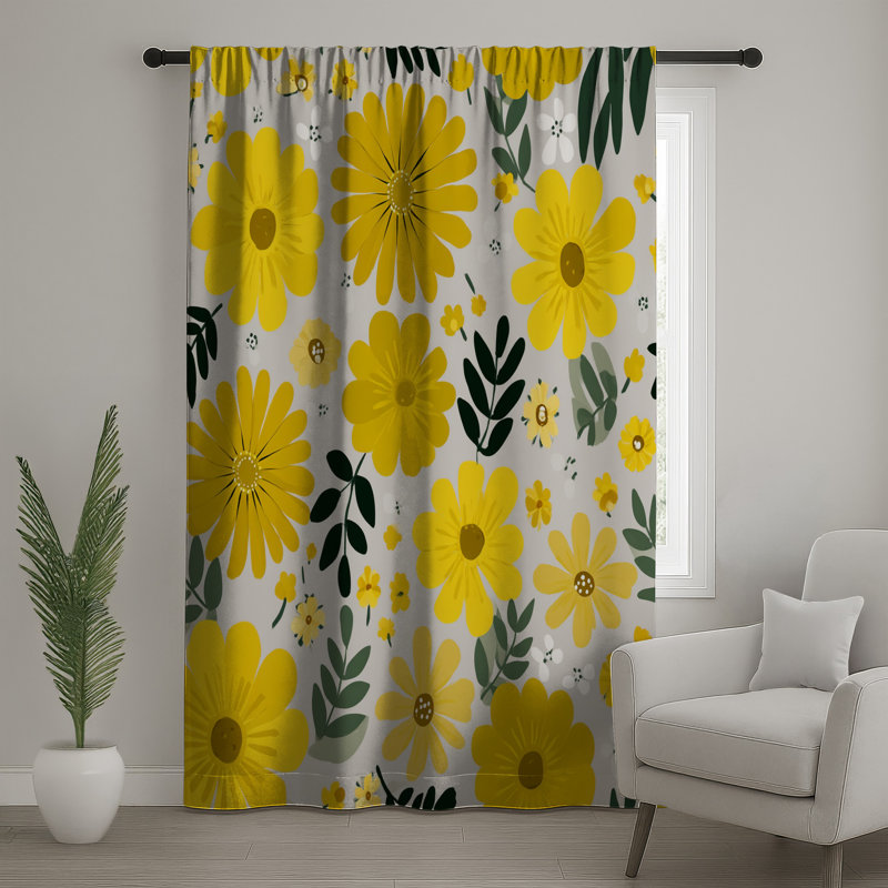 Rideaux floraux, voilages et voilages à motif floral - 1 panneau, Transparent, 50" x 80" - 1 Panel