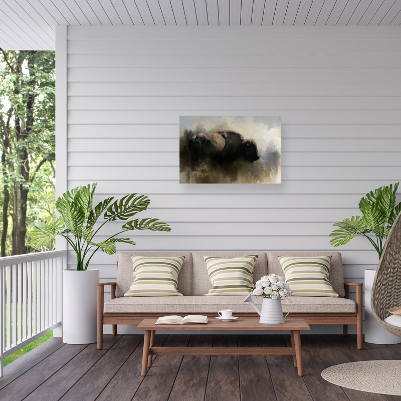 Bison bolognais abstrait sur toile, H 12 po x l 19 po