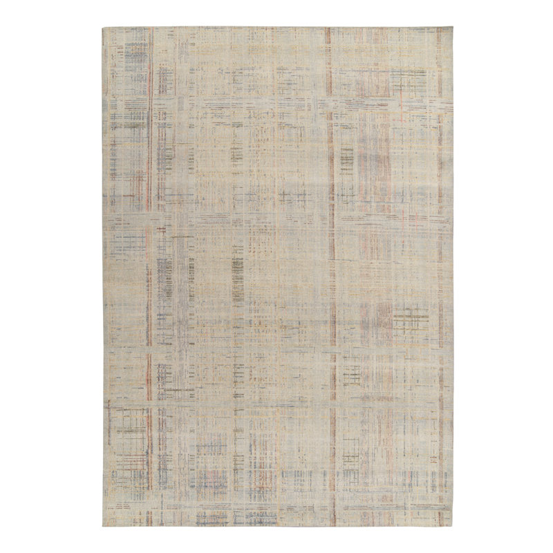 Distressed Homage Hand Knotted Wool Abstract Area Rug, Rectangle 9' x 12'