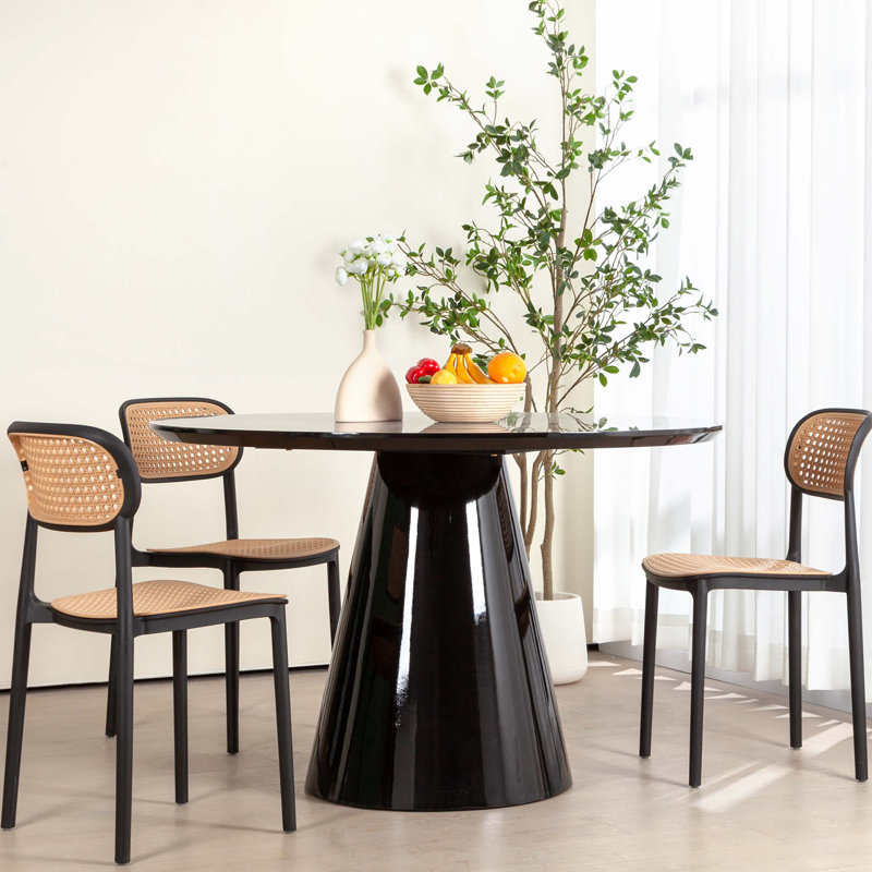 Table de salle à manger ronde moderne et ultrabrillante