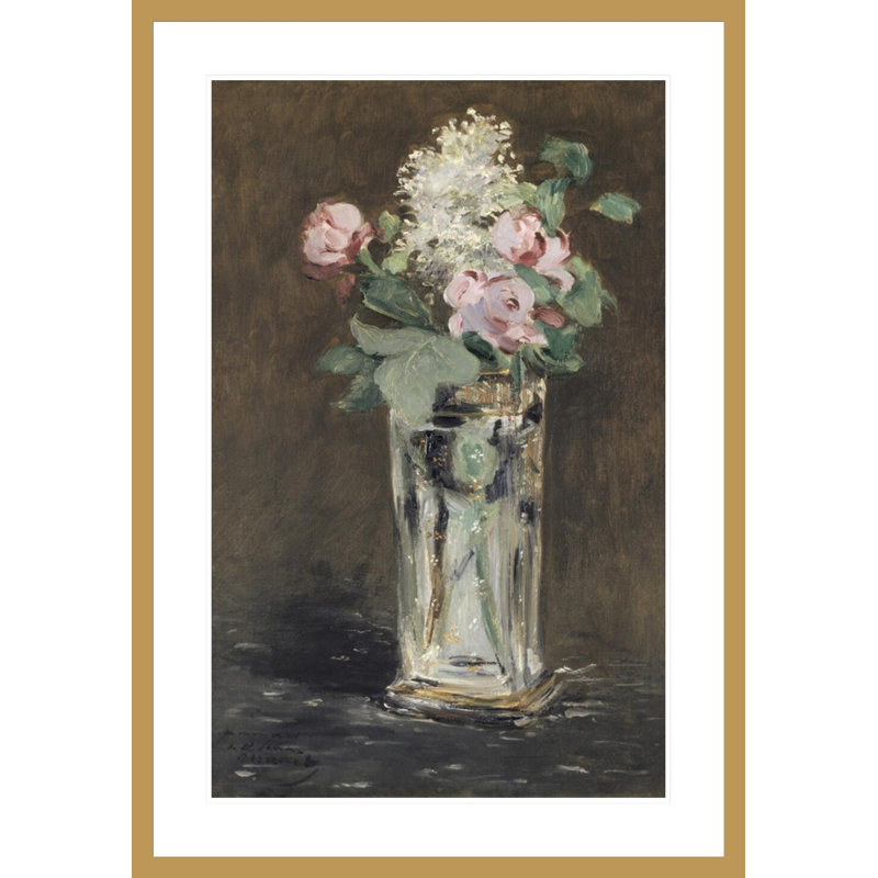 «Flowers in a Crystal Vase 1882» par Edward Manet, impression giclée sur cadre, H 41,5 po x l 28,98 po