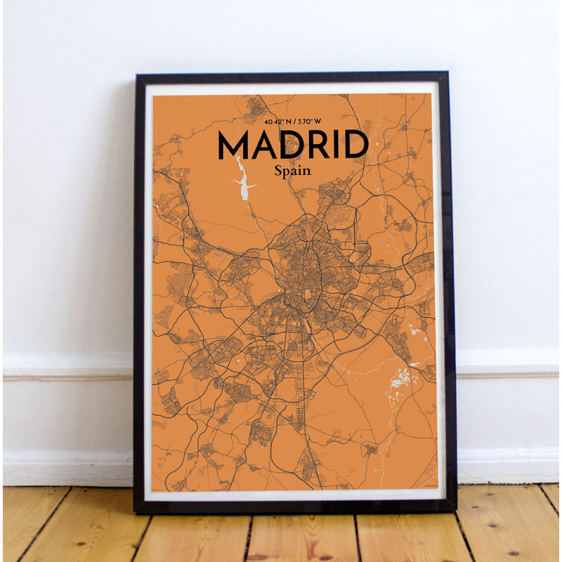 Madrid City Map - No Frame Print, 70cm H x 50cm W x 0.13cm D