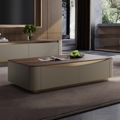Light luxury rectangular solid wood coffee table