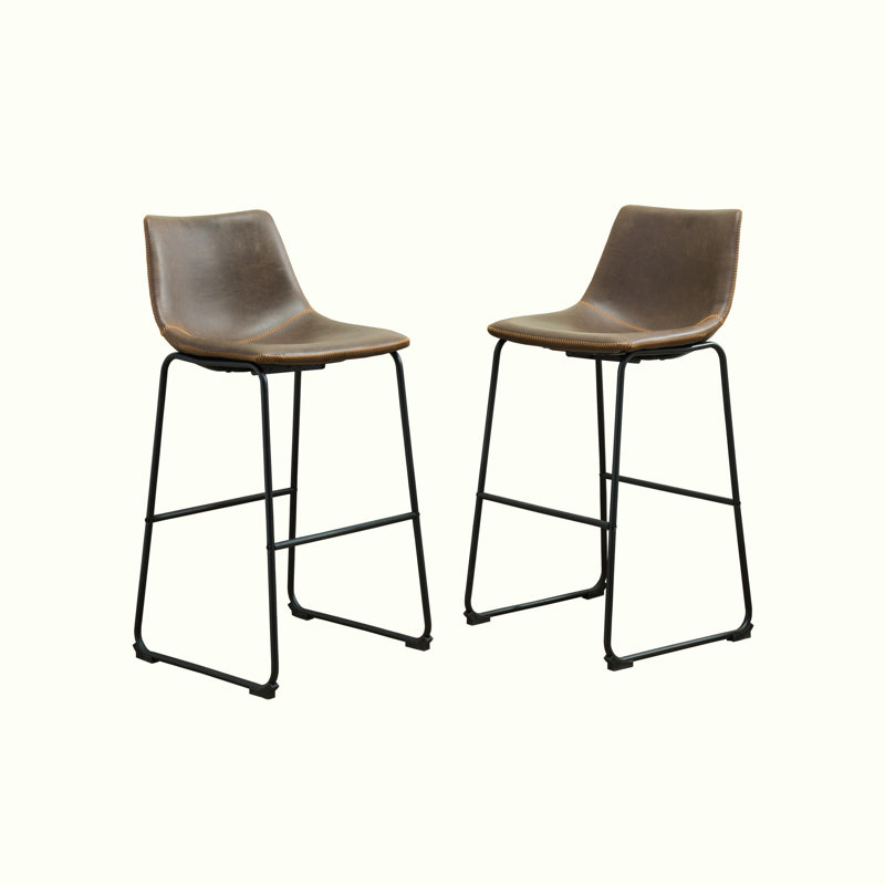 Tabouret de bar à hauteur de comptoir en similicuir, ensemble de 2, Similicuir - brun
