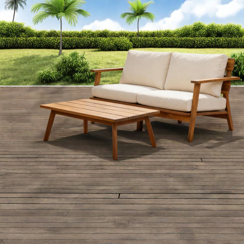 Canapés de patio durables Mid-Century, ensemble en bois d'acacia pour recevoir