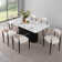 Modern Dining Set, Faux Marble Dining Table And Chair Set for 6