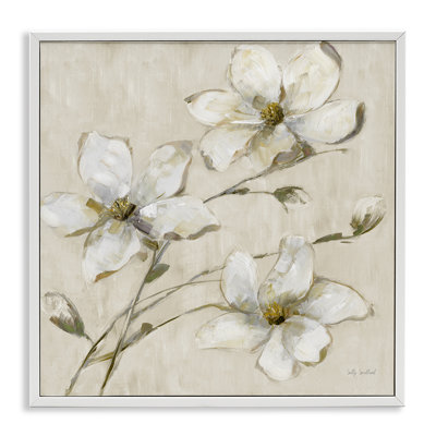 Neutral Tone Dogwood Flowers Framed Giclee, design by Sally Swatland