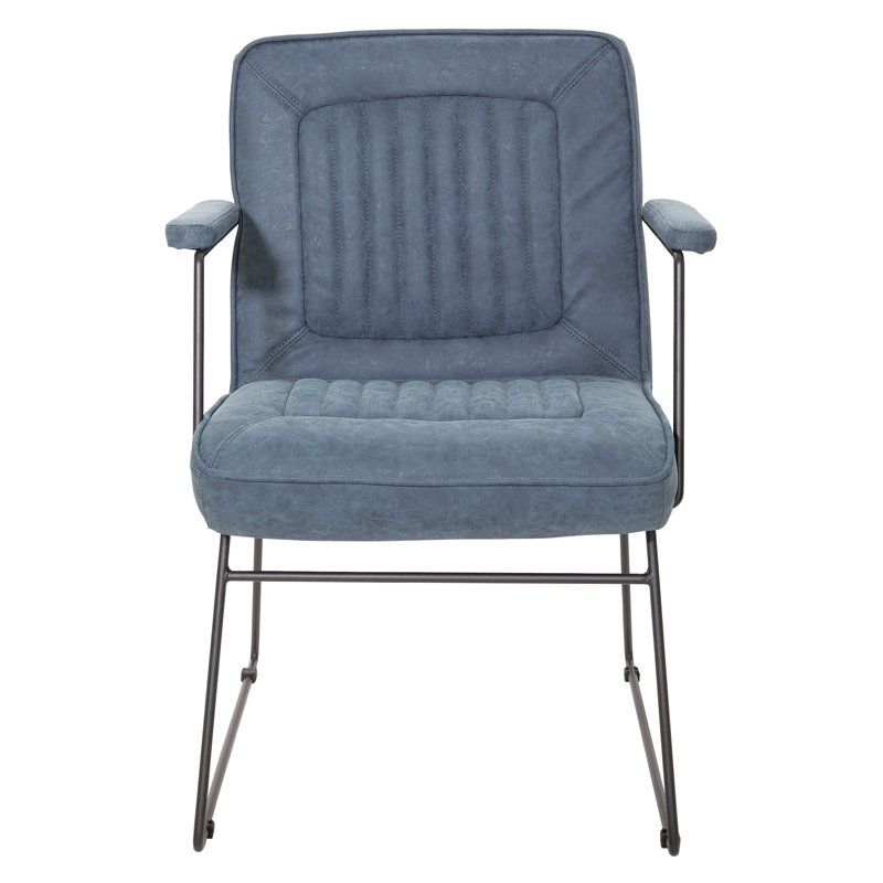 Fauteuil capitonné de 23,75 po Marrone, Similicuir bleu marine