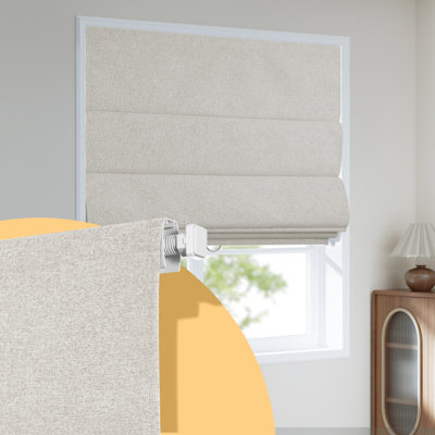 No Tools No Drill Roman Shades for Windows,Cordless Blackout Window Shades,Beige,60"W X 48"H