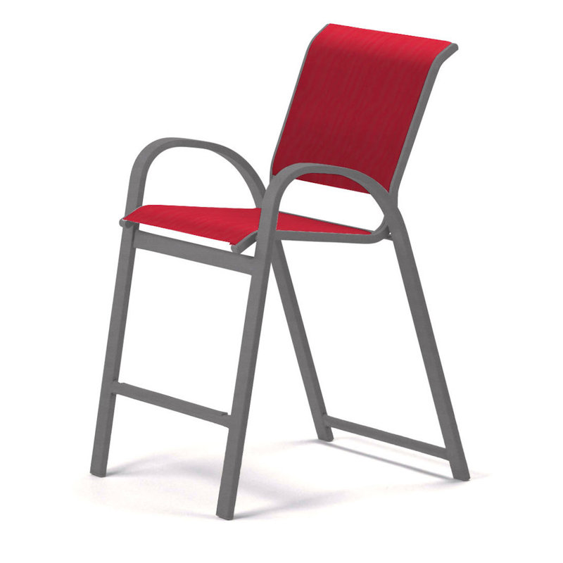 Tabouret de bar 42 po Holna, Rouge 1D Sunbrella®, Noir texturé