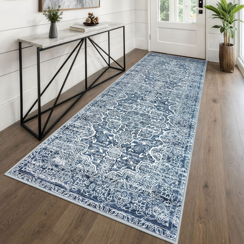 Area Rug Machine Washable Rugs with Rubber Backing for Living Room, Runner 3' x 8'