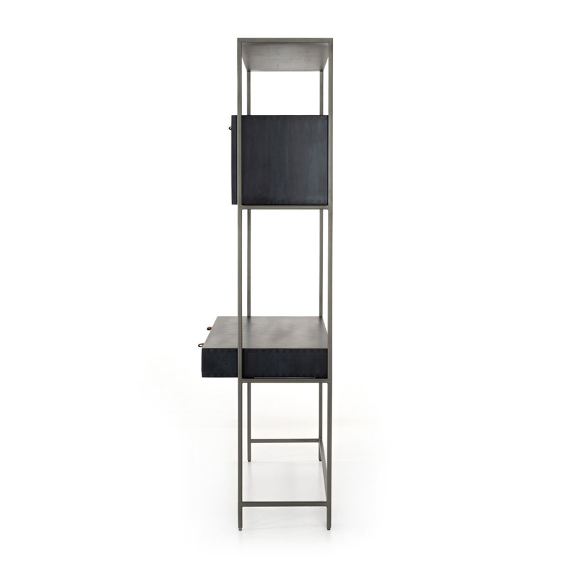 Trey Solid Wood Modular Writing Desk, Black Wash Poplar
