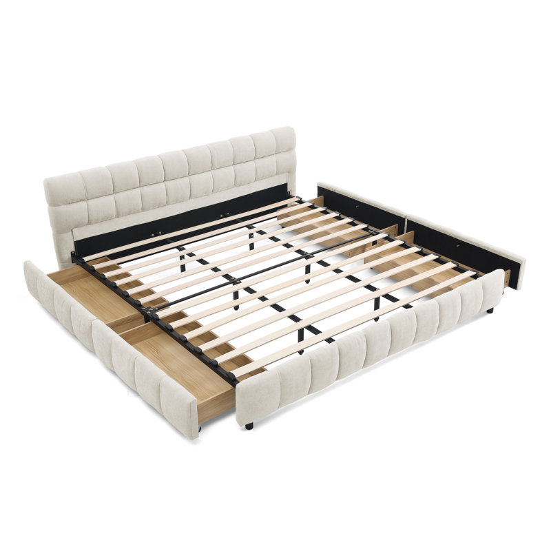Très grand lit tapissier, Beige, King