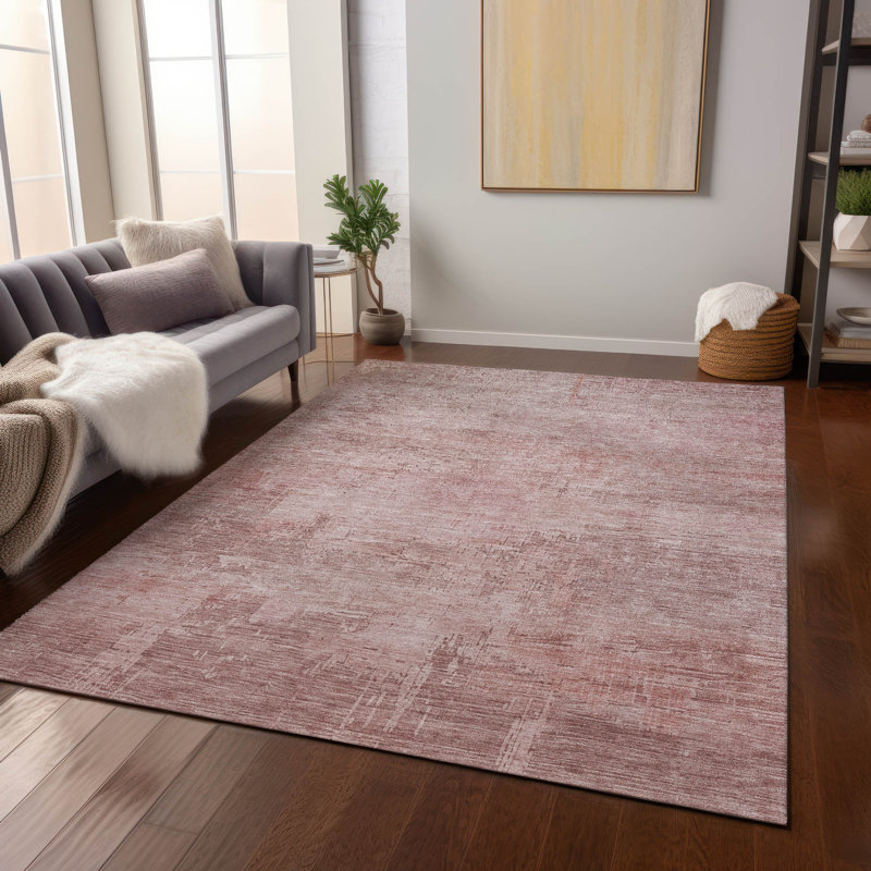 Tapis rosé intérieur / extérieur lavable à la machine Claudian ACN1650, Rectangulaire 8 pi x 10 pi