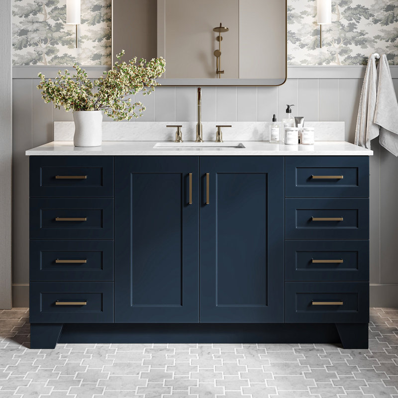 ARIEL TAYLOR 61 IN SINGLE RECTANGLE SINK VANITY, Midnight Blue, 61", Rectangular