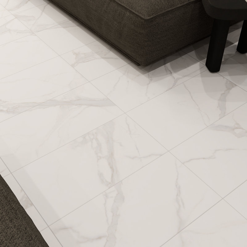 Ayer 12" x 24" Matte Statuario Look Porcelain Tiles