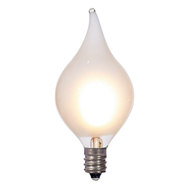 15 lights x 15' LED G45 Glass Flame Tip light set. 12" spacing on green wire., White