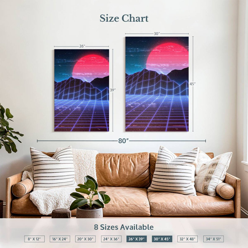 Kelan Red Moon Digital Landscape, 39" H x 26" W