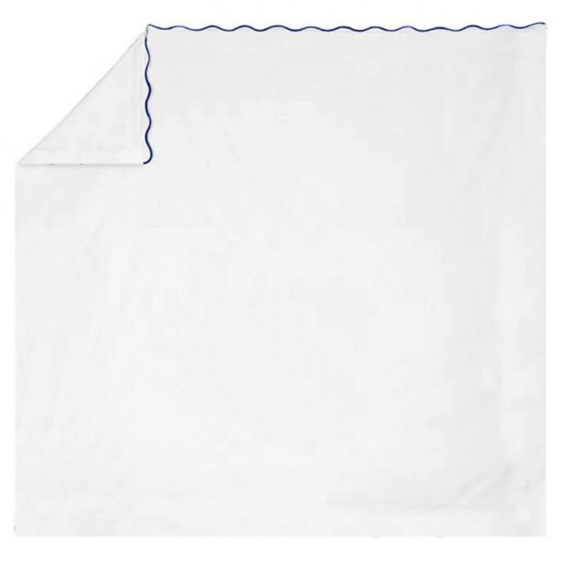400TC Cotton Scallop Embroidery Cotton 4 Piece Sheet Set Fitted Sheet Fits Upto 16" Deep Pocket, Navy Blue, Yes