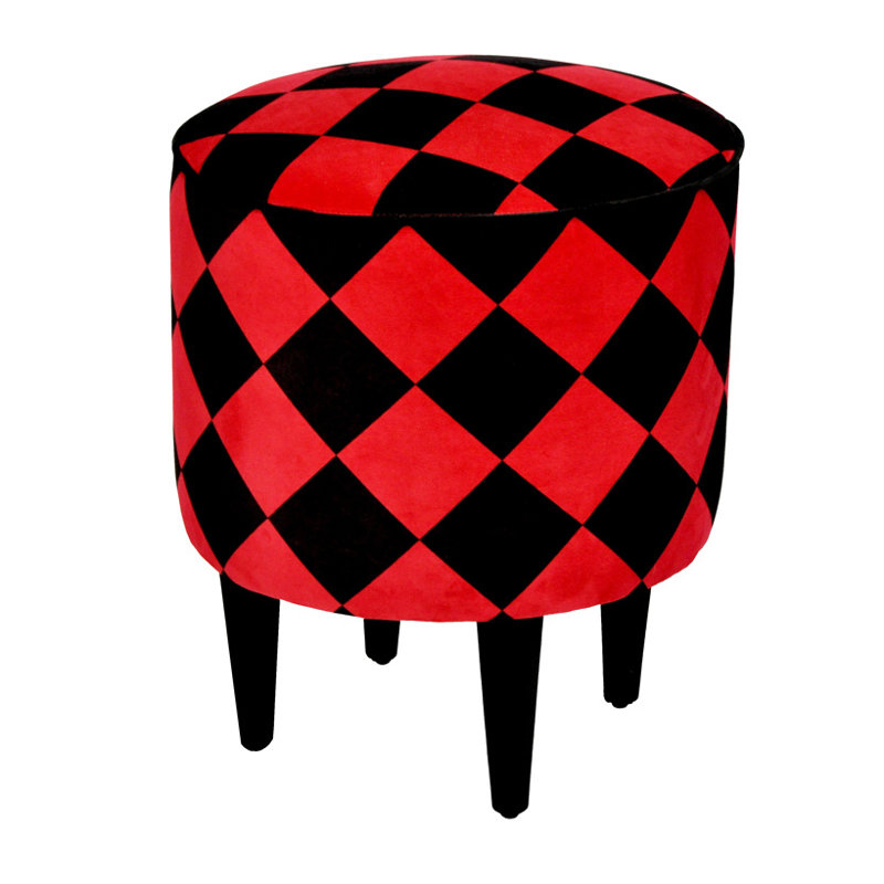 Manufactured Wood Accent Stool, Red and black