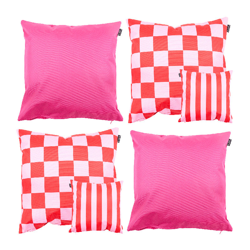 Deck Stripe & Plain Indoor-Outdoor Cushions, Pink/Red