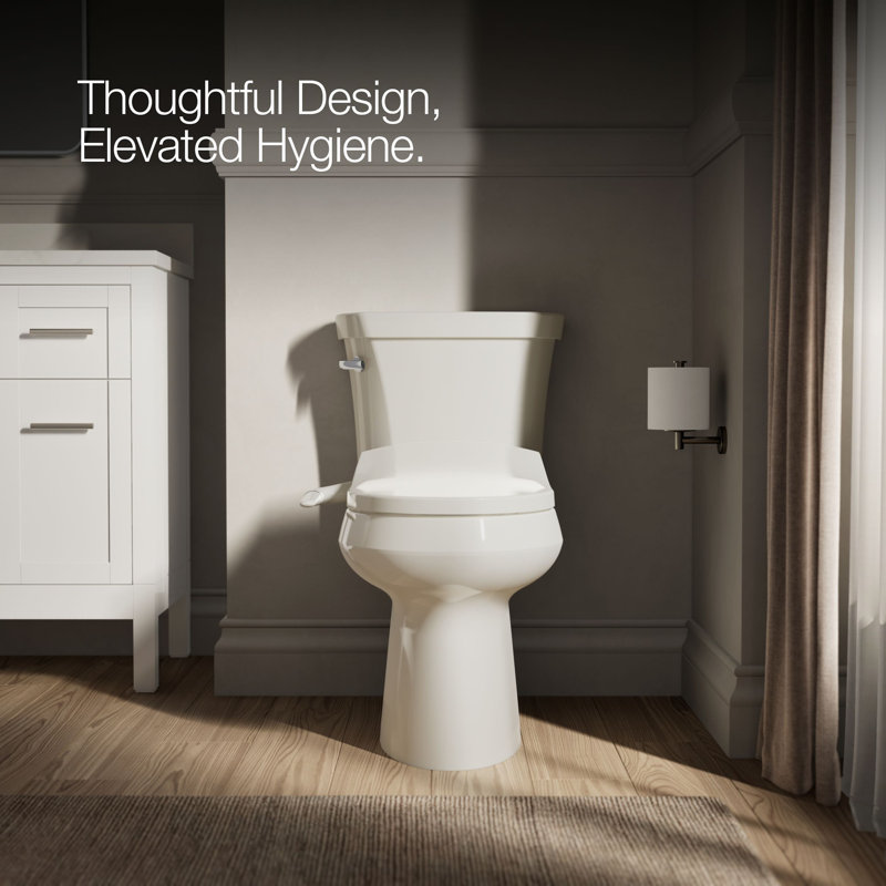 PureWash M250 Round Bidet Toliet Seat, Manual Non-Electric Bidets for Existing Toilets, Biscuit