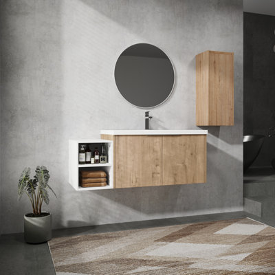 Meuble-lavabo de salle de bain 48 po avec évier et armoire latérale