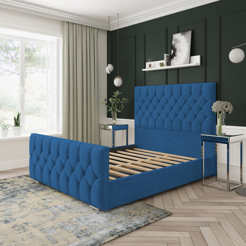 Upholstered Bed, Blue, Small Single (2'6)