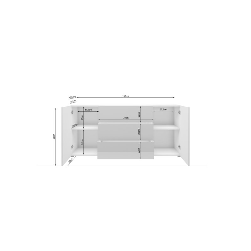 150cm W 3 - Drawer Chest of Drawers, White/Black