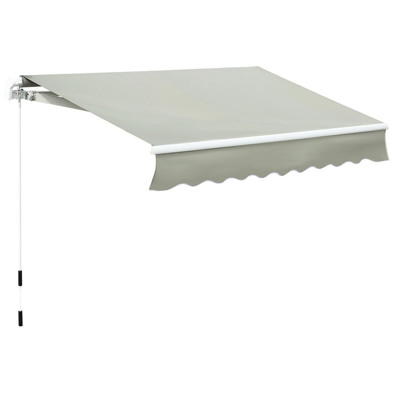 Auvent rétractable manuel gris 8 pi x 7 pi pour terrasse, abat-jour de terrasse, réglable, extérieur et fenêtre. Réglable pour atténuer l'accumulation de chaleur. Fabriqué en aluminium et en acier.