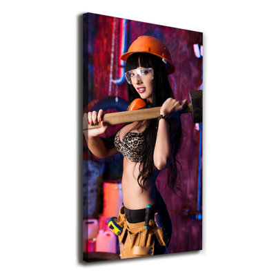 Female Worker - Wrapped Canvas Print