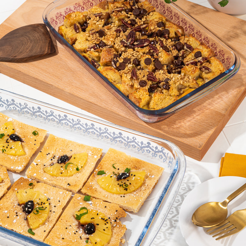 Spice By Tia Mowry Spice Cloves 2 Pack 3.1 QT And 2.3 QT Oven, Dishwasher, And Microwave Safe Borosilicate Glass Bakeware Set