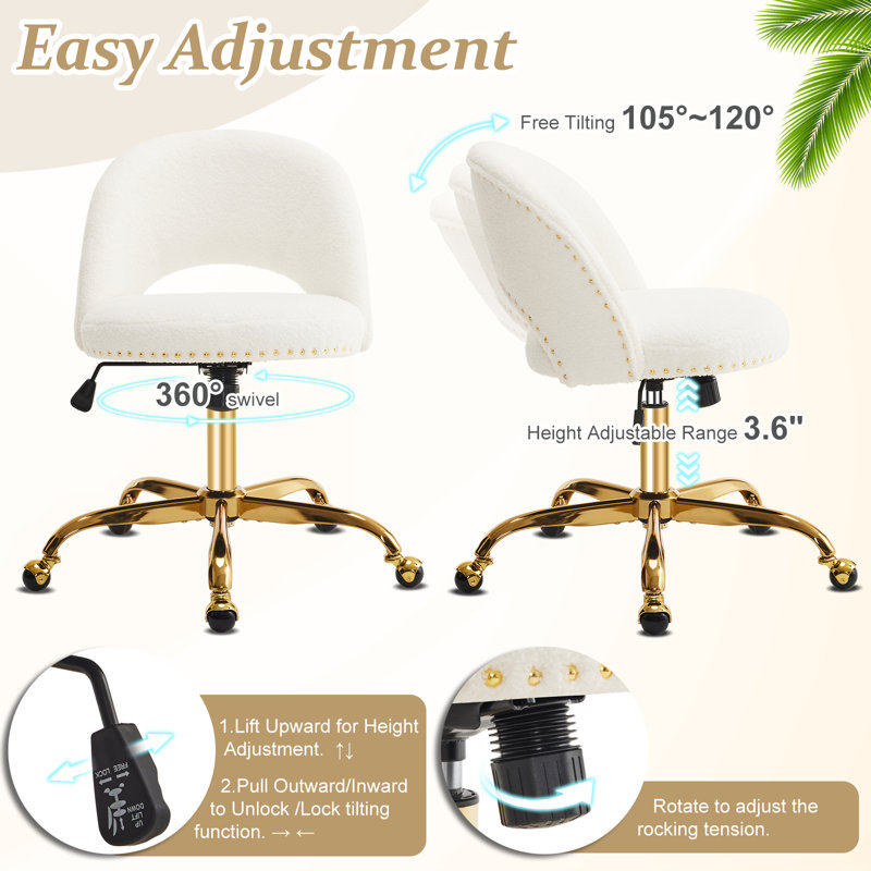 Fauteuil de bureau avec roulettes, Teddy, Blanc