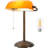 Bankers Desk Lamp With Amber Glass Shade, Vintage Pull Chain Switch, Retro LED Table Lamp For Home Office