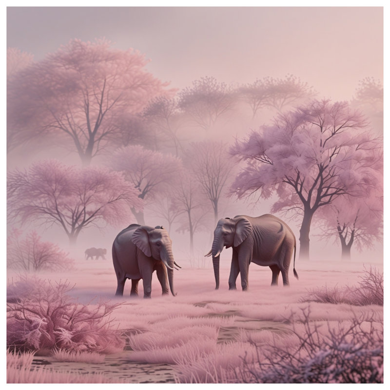 Éléphants dans la forêt rose Housses de couette, Lit simple