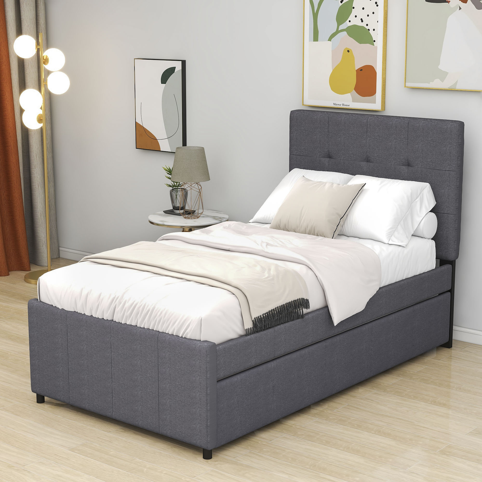 Twin size store upholstered platform bed