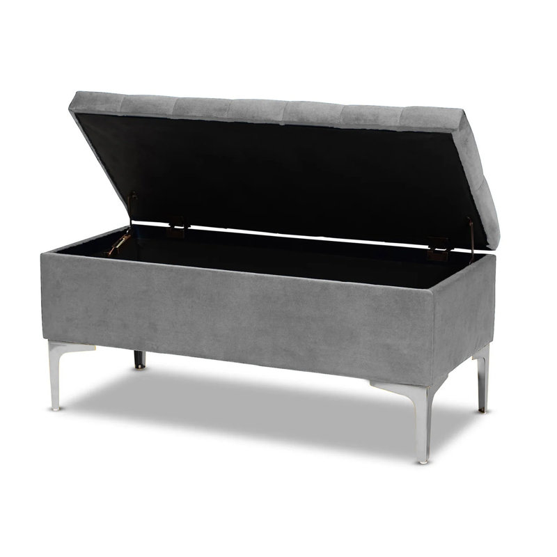 Modena Wide Velvet Tufted Rectangle Ottoman Storage Bench with Legs, Upholstered Multi-Function Footstool Bench for Living Room & Bedroom