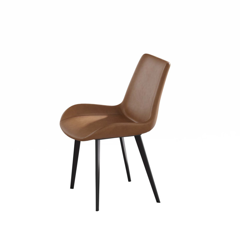 Modern Dining Chair Living Room Metal Leg Dining Chair, Brown, 4